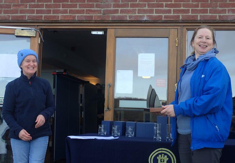 Lucy Boreham wins the Chichester Frozen Toe Series overall trophy photo copyright Mark Green taken at Chichester Yacht Club and featuring the Europe class