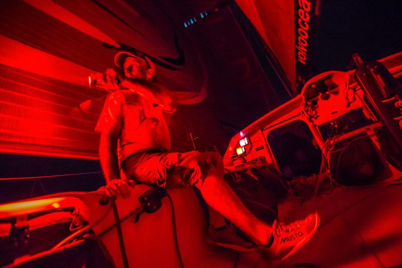 Exposure's red lights aboard Azzam in the Volvo Ocean Race - photo © Matt Knighton / Abu Dhabi Ocean Racing