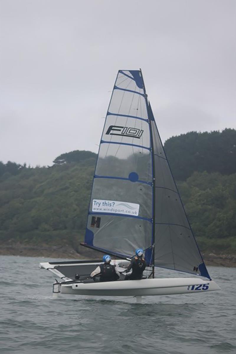 F101 with head foiling coach Tom Phipps during the Windsport Multihull Regatta photo copyright Windsport taken at  and featuring the F101 class