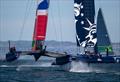 The Great Britain SailGP Team training in the Bay ahead of Race 2 Season 1 SailGP event in San Francisco,