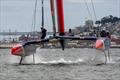 Team GBR helmed by Dylan Fletcher in race four. Race Day 2 Event 2 Season 1 SailGP event in San Francisco