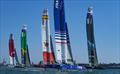 © Bob Martin/SailGP The fleet in action on Race Day 1 at Spain SailGP, Event 6, Season 2 in Cadiz, Andalucia, Spain. © Bob Martin/SailGP