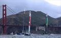 USA SailGP Team helmed by Jimmy Spithill and Japan SailGP Team helmed by Nathan Outterridge in action on Race Day 2 of San Francisco SailGP, Season 2