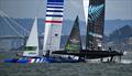 France SailGP Team helmed by Quentin Delapierre and New Zealand SailGP Team co-helmed by Peter Burling and Blair Tuke collide on Race Day 2 of San Francisco SailGP, Season 2 