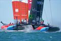 New Zealand SailGP Team co-helmed by Peter Burling and Blair Tuke in action  T-Mobile United States Sail Grand Prix, Chicago at Navy Pier, Lake Michigan, Season 3 © Bob Martin/SailGP