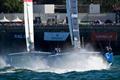 France SailGP Team FRA helmed by Quentin Delapierre and USA SailGP Team USA helmed by Jimmy Spithill in action on Race Day 1 of the Spain Sail Grand Prix in Cadiz, Andalusia, Spain
