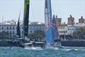 Australia SailGP Team helmed by Tom Slingsby and Great Britain SailGP Team helmed by Ben Ainslie in action on Race Day 1 of the Spain Sail Grand Prix in Cadiz, Andalusia, Spain. 24th September