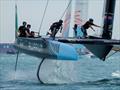 New Zealand SailGP F50 has sustained damage to onboard electronic and hydraulic systems after a lightning strike in the SailGP Singapore Regatta © Ian Walton/SailGP