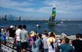 Spectators watch from the SailGP Race Stadium as Australia SailGP Team sail past on Race Day 1 of the Oracle Los Angeles Sail Grand Prix at the Port of Los Angeles, in California, USA. 22nd July © Adam Warner for SailGP