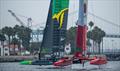 Australia SailGP Team and Spain SailGP Team in action on Race Day 2 of the Oracle Los Angeles Sail Grand Prix at the Port of Los Angeles, in California, USA © Ricardo Pinto for SailGP