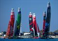 The SailGP fleet of F50 catamarans in action on Race Day 1 of the Mubadala Abu Dhabi Sail Grand Prix presented by Abu Dhabi Sports Council in Abu Dhabi, United Arab Emirates. 13th January © Simon Bruty