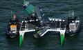 Australia drop their wingsail - pre-start - Race 7 - Race Day 2-  Oracle San Francisco SailGP - March 23, 2025 - San Francisco