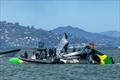 Australia drop their wingsail - pre-start - Race 7 - Race Day 2-  Oracle San Francisco SailGP - March 23, 2025 - San Francisco