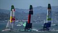 Australia drop their wingsail - pre-start - Race 7 - Race Day 2-  Oracle San Francisco SailGP - March 23, 2025 - San Francisco