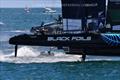 Black Foils stern damage, Race 1, Race Day 1 - Oracle Perth Sail Grand Prix. January 17, 2026  &copy; Christophe Favreau/SailGP