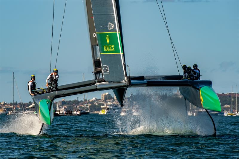 SailGP Australia Team in race two on day 1 of SailGP Sydney photo copyright Chris Cameron / SailGP taken at  and featuring the F50 class