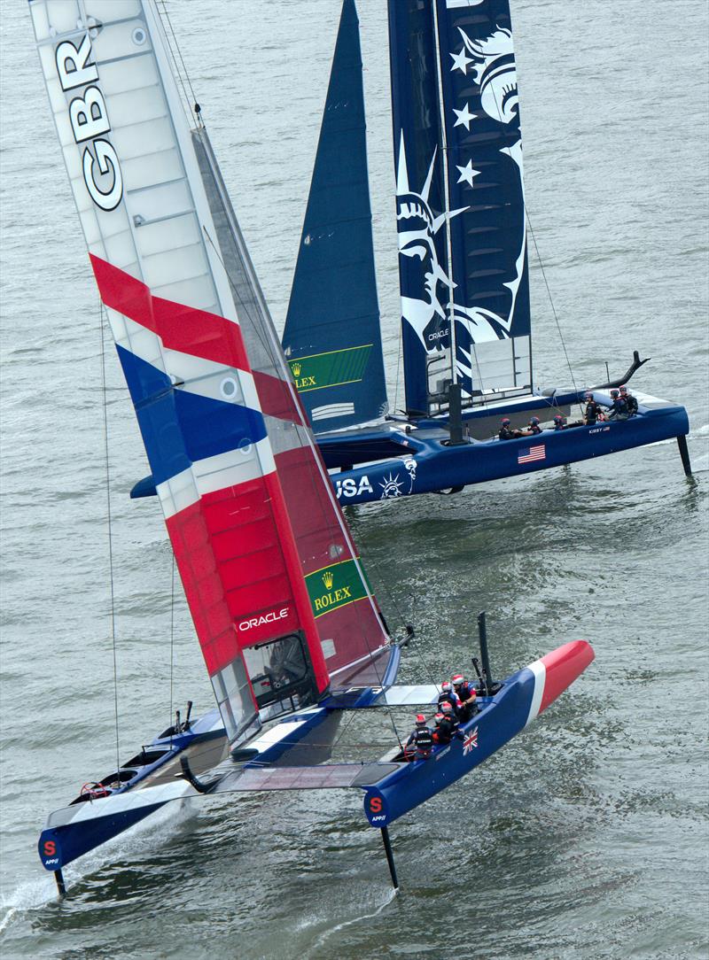 Team prepare on the Hudson ahead of the New York SailGP  photo copyright Chris Cameron / SailGP taken at  and featuring the F50 class