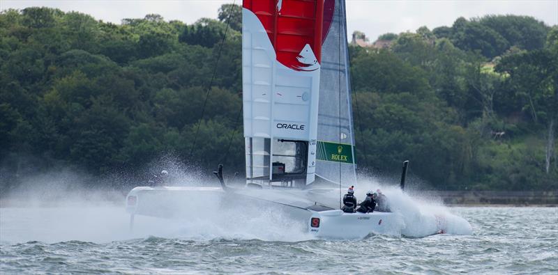 Wednesday high wind practice in the Solent ahead of the Cowes SailGP event photo copyright Tom Hicks / www.solentaction.com taken at  and featuring the F50 class