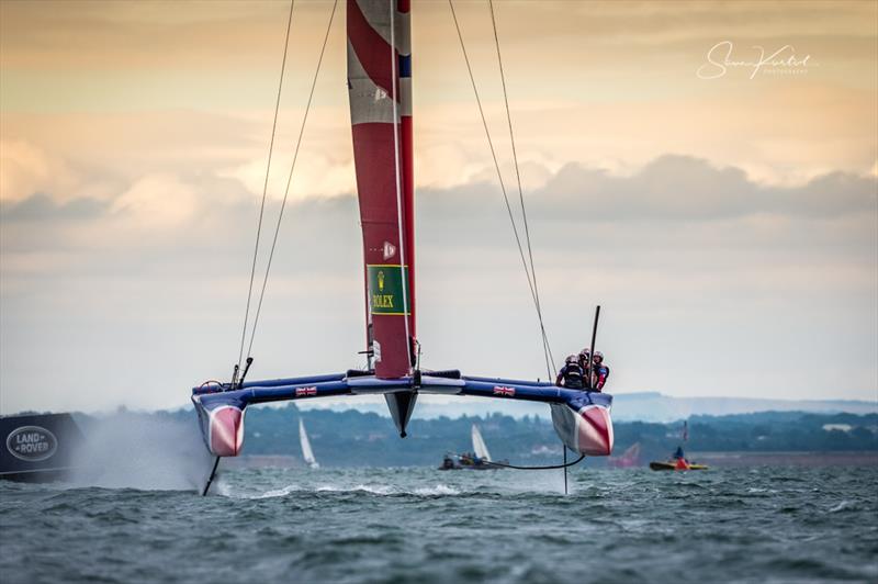 Cowes SailGP practise racing on Thursday evening photo copyright Sam Kurtul / www.worldofthelens.co.uk taken at  and featuring the F50 class