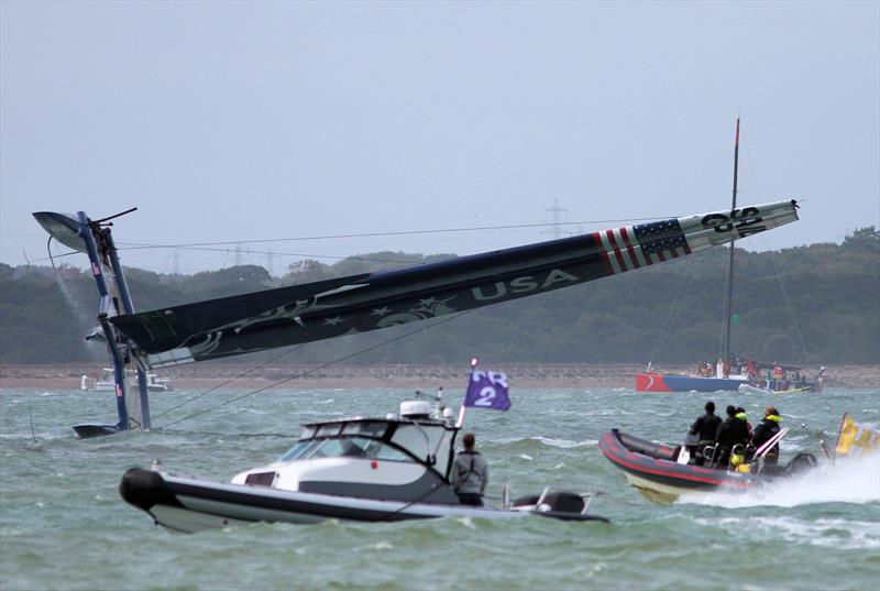 Strong winds for the Cowes SailGP on Sunday photo copyright Mark Jardine taken at  and featuring the F50 class