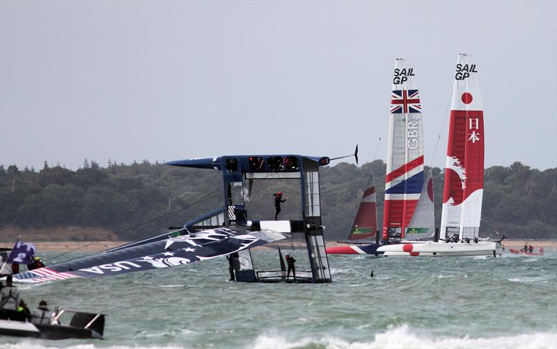 Strong winds for the Cowes SailGP on Sunday photo copyright Mark Jardine taken at  and featuring the F50 class