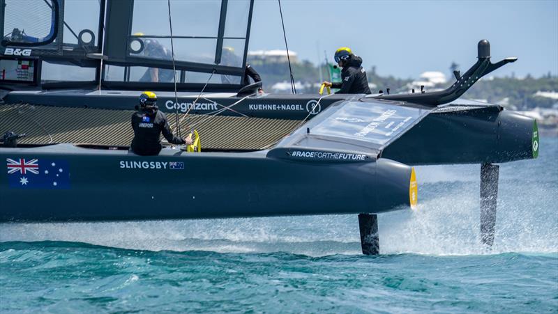 Australia SailGP Team helmed by Tom Slingsby in action during Bermuda SailGP presented by Hamilton Princess photo copyright Bob Martin for SailGP taken at  and featuring the F50 class