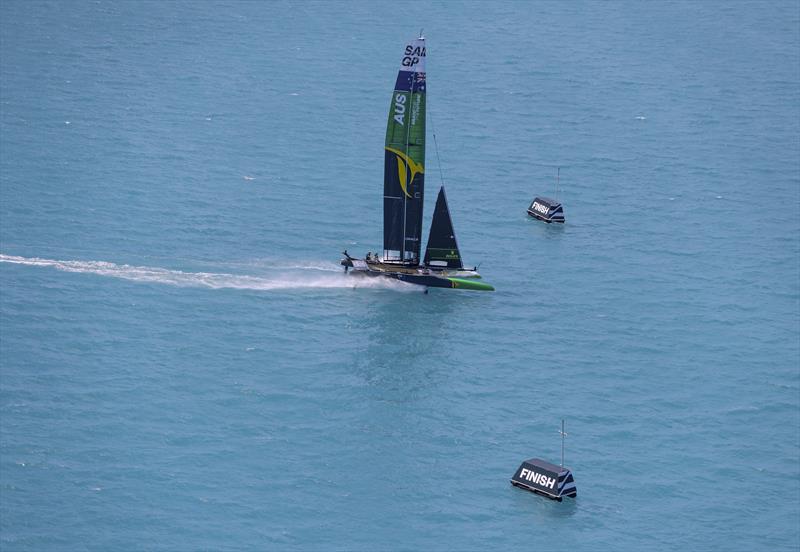 Australia SailGP Team helmed by Tom Slingsby crossing the finish line during the Bermuda SailGP presented by Hamilton Princess - photo © Simon Bruty for SailGP