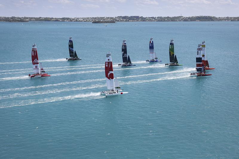 Spain SailGP Team co-helmed by Florian Trittel and Phil Robertson leading the fleet during Bermuda SailGP presented by Hamilton Princess - photo © Simon Bruty for SailGP