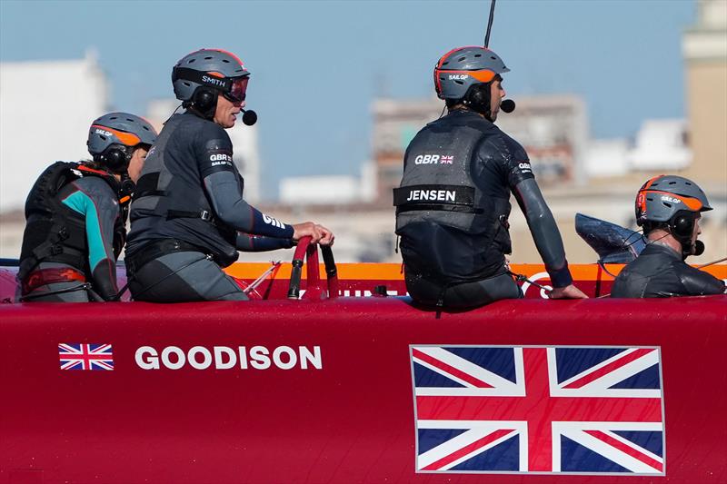 Paul Goodison driving the British team's F50 during the first practice session of the week ahead of the Italy Sail Grand Prix photo copyright Bob Martin for SailGP taken at  and featuring the F50 class