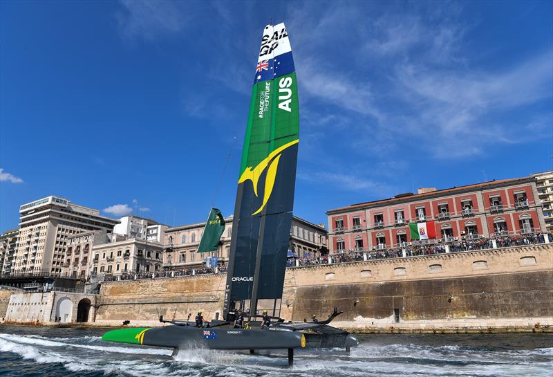 Australian SailGP Team in the final practice session ahead of Italy SailGP, Event 2, Season 2 in Taranto, Italy photo copyright Ian Roman for SailGP taken at Royal New Zealand Yacht Squadron and featuring the F50 class