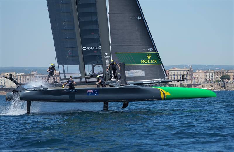 Australian SailGP Team in the final practice session ahead of Italy SailGP, Event 2, Season 2 in Taranto, Italy - photo © Thomas Lovelock for SailGP