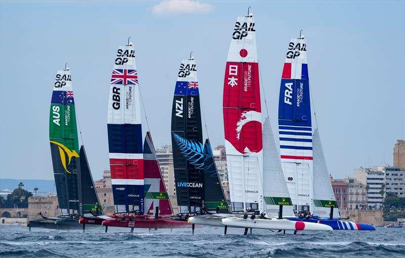 Race Day 1 of the Italy SailGP, Event 2, Season 2 in Taranto, Italy photo copyright Bob Martin for SailGP taken at  and featuring the F50 class