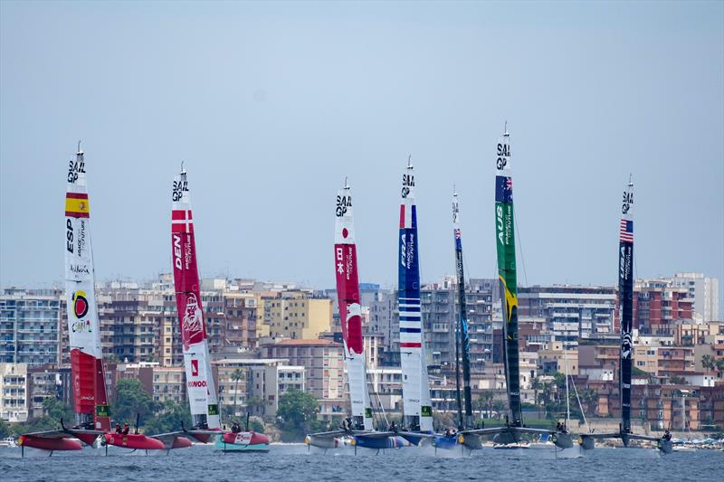 Race Day 1 of the Italy SailGP, Event 2, Season 2 in Taranto, Italy photo copyright Bob Martin for SailGP taken at  and featuring the F50 class