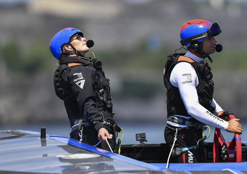 Zara Tindall joins France SailGP Team sailing in Plymouth photo copyright Ricardo Pinto for SailGP taken at  and featuring the F50 class