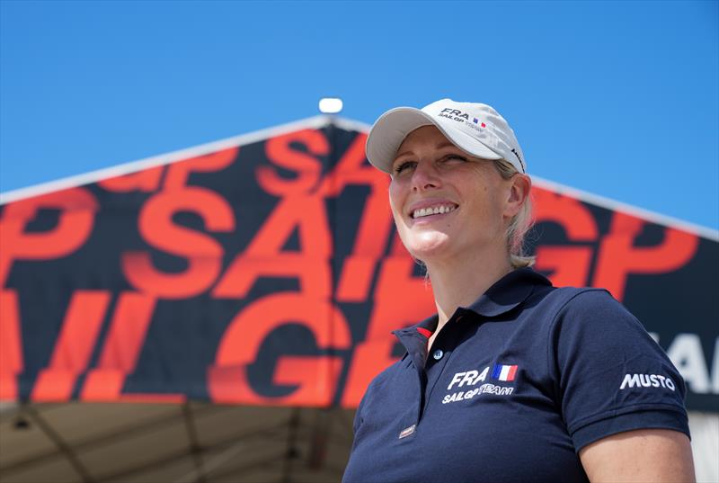 Zara Tindall joins France SailGP Team sailing in Plymouth photo copyright Thomas Lovelock for SailGP taken at  and featuring the F50 class