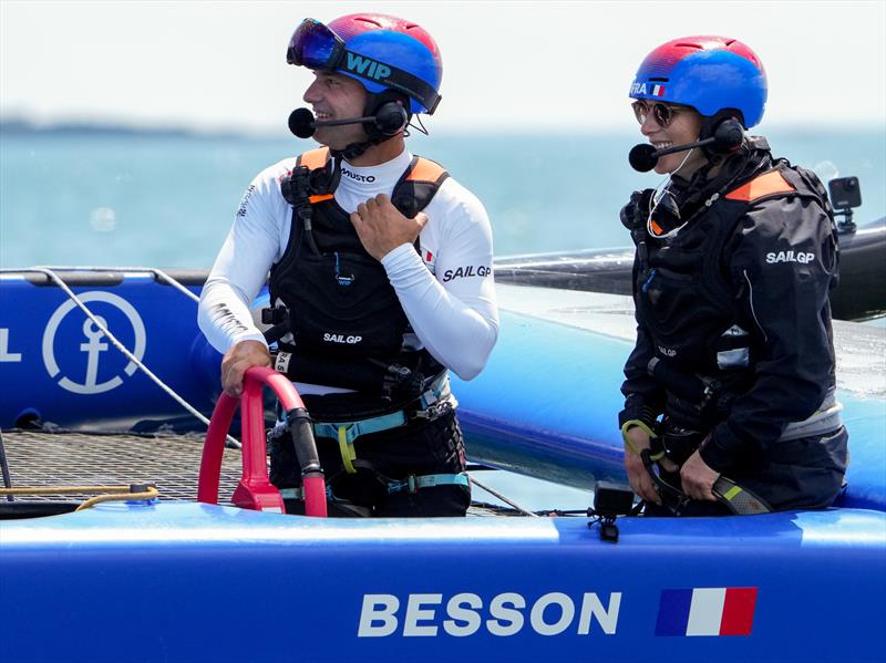 Zara Tindall joins France SailGP Team sailing in Plymouth photo copyright Thomas Lovelock for SailGP taken at  and featuring the F50 class