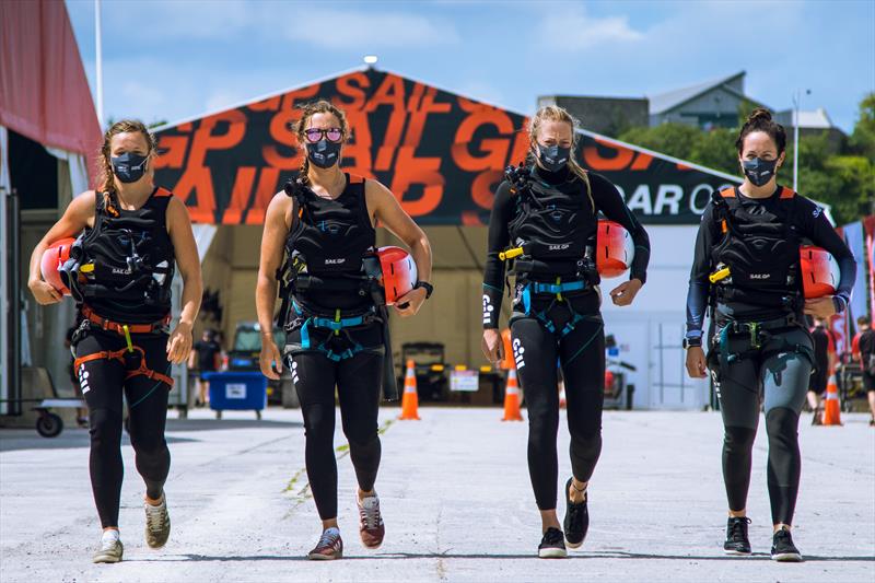 Athlete Trialists (l-r) Nikki Boniface, Emily Nagel, Ellie Aldridge & Hannah Diamond photo copyright Javi Salinas taken at  and featuring the F50 class