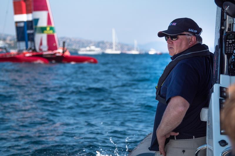 Chris Bake watching the action during the France Sail Grand Prix in Saint-Tropez photo copyright SailGP taken at  and featuring the F50 class