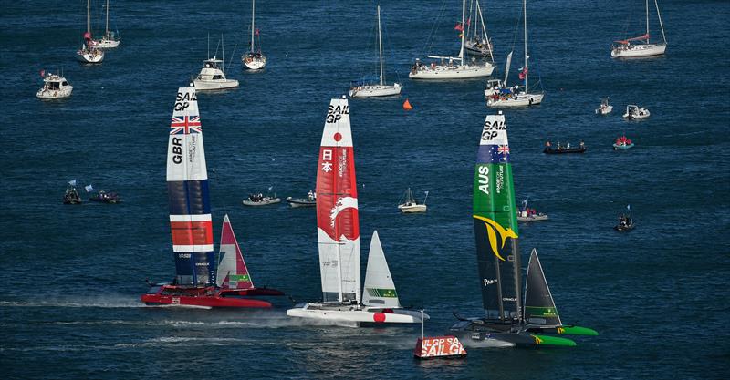 Great Britain SailGP Team, Japan SailGP Team, and Australia SailGP Team in action at the Spain Sail Grand Prix - photo © Ricardo Pinto for SailGP