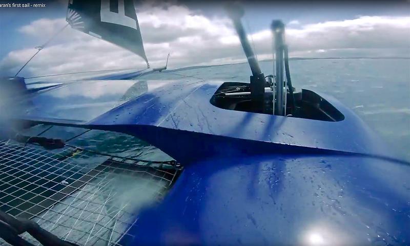 F-50 First test Sail - Clear shot of the F-50 daggerboard mechanism moving (in video). - photo © Beau Outteridge