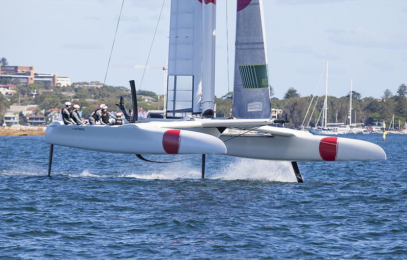 Clubhouse Champions after Day One of the inaugural SailGP on Sydney Harbour - Team Japan photo copyright John Curnow taken at Royal Sydney Yacht Squadron and featuring the F50 class