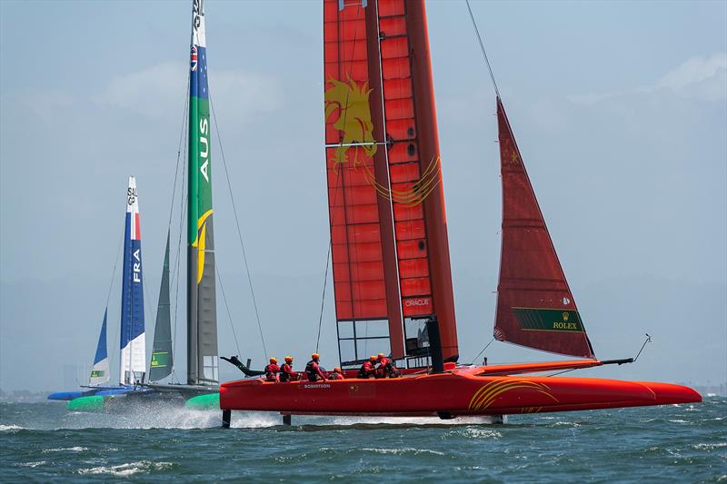 Team China. Practice race day, Event 2, Season 1 SailGP event in San Francisco, California, photo copyright Chris Cameron for SailGP taken at Golden Gate Yacht Club and featuring the F50 class