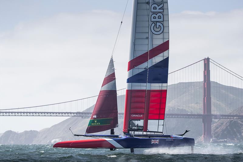 Great Britain SailGP Team skippered by Dylan Fletcher training in the bay. Race 2 Season 1 SailGP event in San Francisco, photo copyright www.lloydimages.com taken at Golden Gate Yacht Club and featuring the F50 class