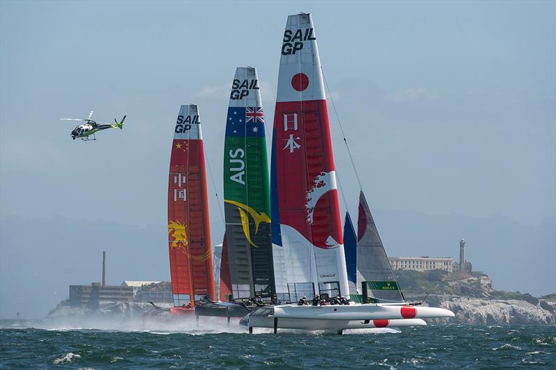 Start of race one. Practice race day, Event 2, Season 1 SailGP event in San Francisco, California,  photo copyright Chris Cameron for SailGP taken at Golden Gate Yacht Club and featuring the F50 class