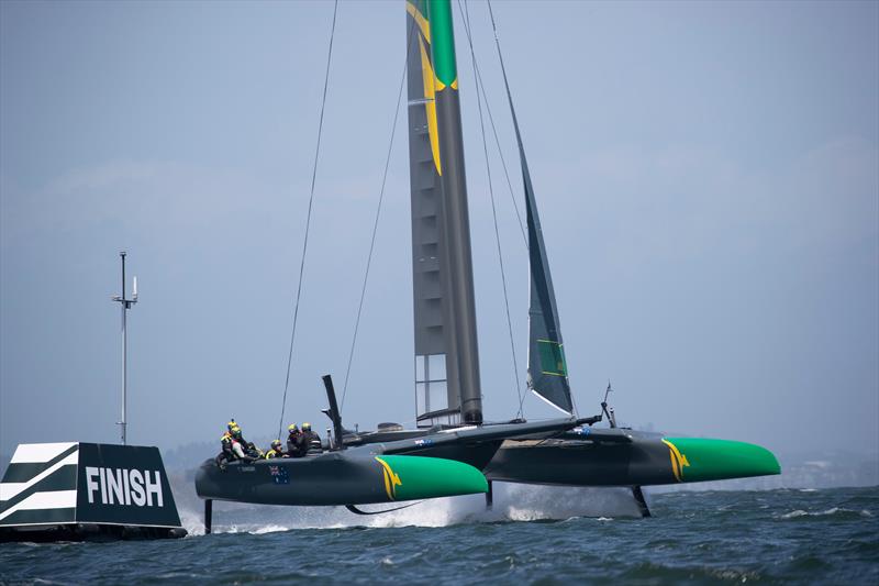 Australia SAILGP Team skippered by Tom Slingsby during a practice race. Event 2 Season 1 SailGP event in San Francisco photo copyright Lloyd Images taken at Golden Gate Yacht Club and featuring the F50 class