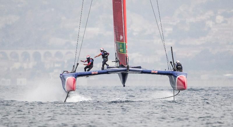 SailGP Team GBR skippered by Dylan Fletcher in action here close to the shore on day 2 of racing. The final SailGP event of Season 1 in Marseille, France photo copyright Lloyd Images for SailGP taken at  and featuring the F50 class