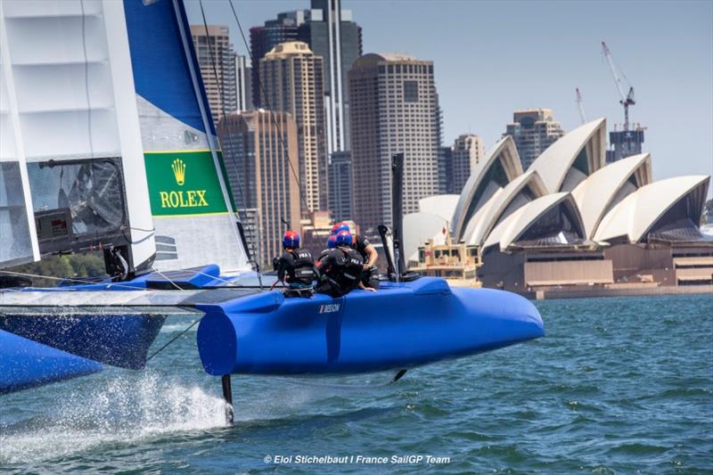 FRA SailGP Team, helmed by Billy Besson during a race condition practice session. Race 1 Season 1 SailGP event in Sydney Harbour photo copyright Eloi Stichelbaut / France SailGP Team taken at  and featuring the F50 class