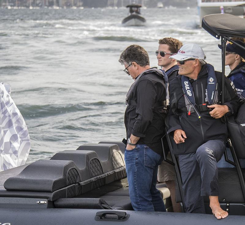 Sir Russell Coutts observes as INEOS Team GBR come in to win the final of the SailGP season opener on Sydney Harbour photo copyright John Curnow taken at Royal Sydney Yacht Squadron and featuring the F50 class