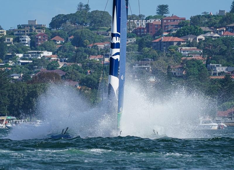 United States SailGP Team helmed by Rome Kirby nose dive on Race Day 1.  - SailGP - Sydney - Season 2 - February 2020 - Sydney, Australia photo copyright Bob Martin/SailGP taken at Royal Sydney Yacht Squadron and featuring the F50 class