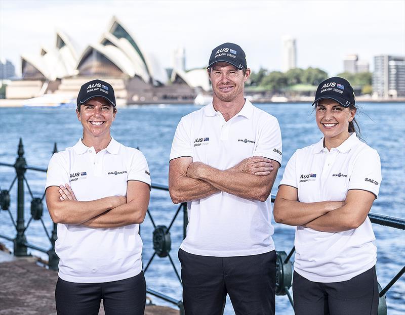 L-R) Nina Curtis, Tom Slingsby and Lisa Darmanin at Sydney Harbour - photo © Australia SailGP Team